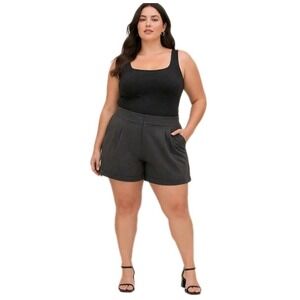 Torrid Dressy Shorts Womens Plus Size 22 Black Half Elastic Waist Pockets Pleats